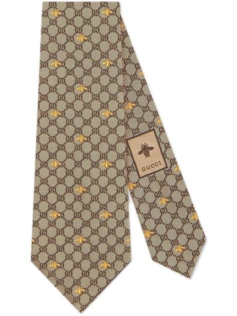 gucci men's brown bee embroidered tie|Men's Designer Ties .